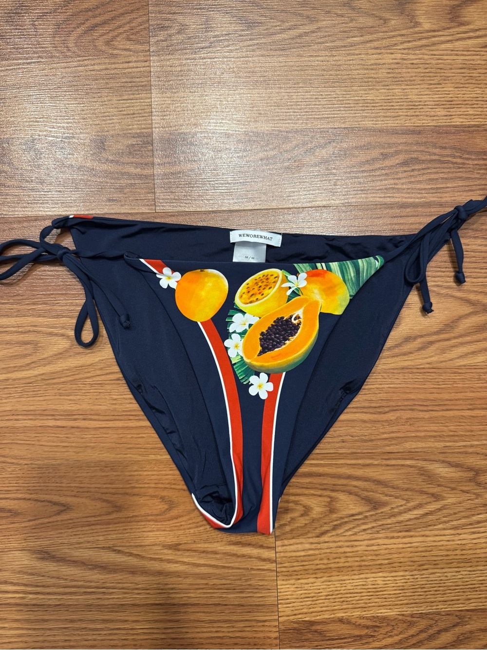 WeWoreWhat Tropical Fruit Side Tie Bikini Bottoms Medium